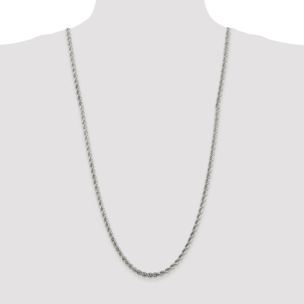 Sterling Silver Rhodium-plated 4.3mm Solid Rope Chain