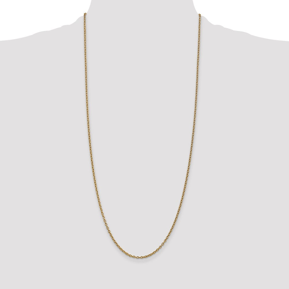 14K 30 inch 2.4mm Round Open Link Cable with Lobster Clasp Chain