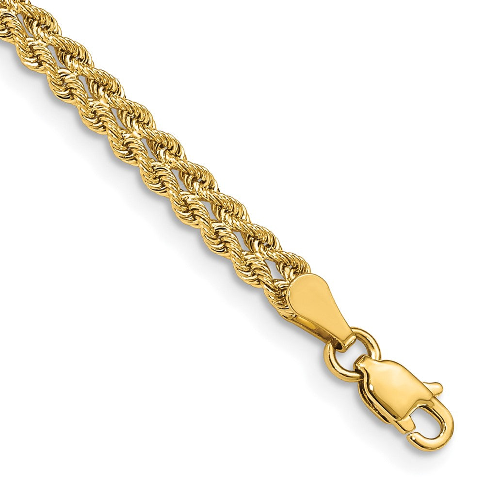 14k 3.75mm Double Strand Rope Bracelet 7 inches