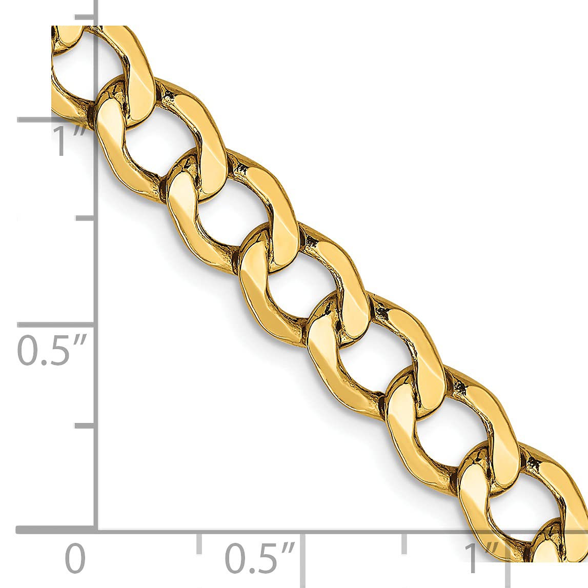 14K 18 inch 6.5mm Semi-Solid Curb with Lobster Clasp Chain