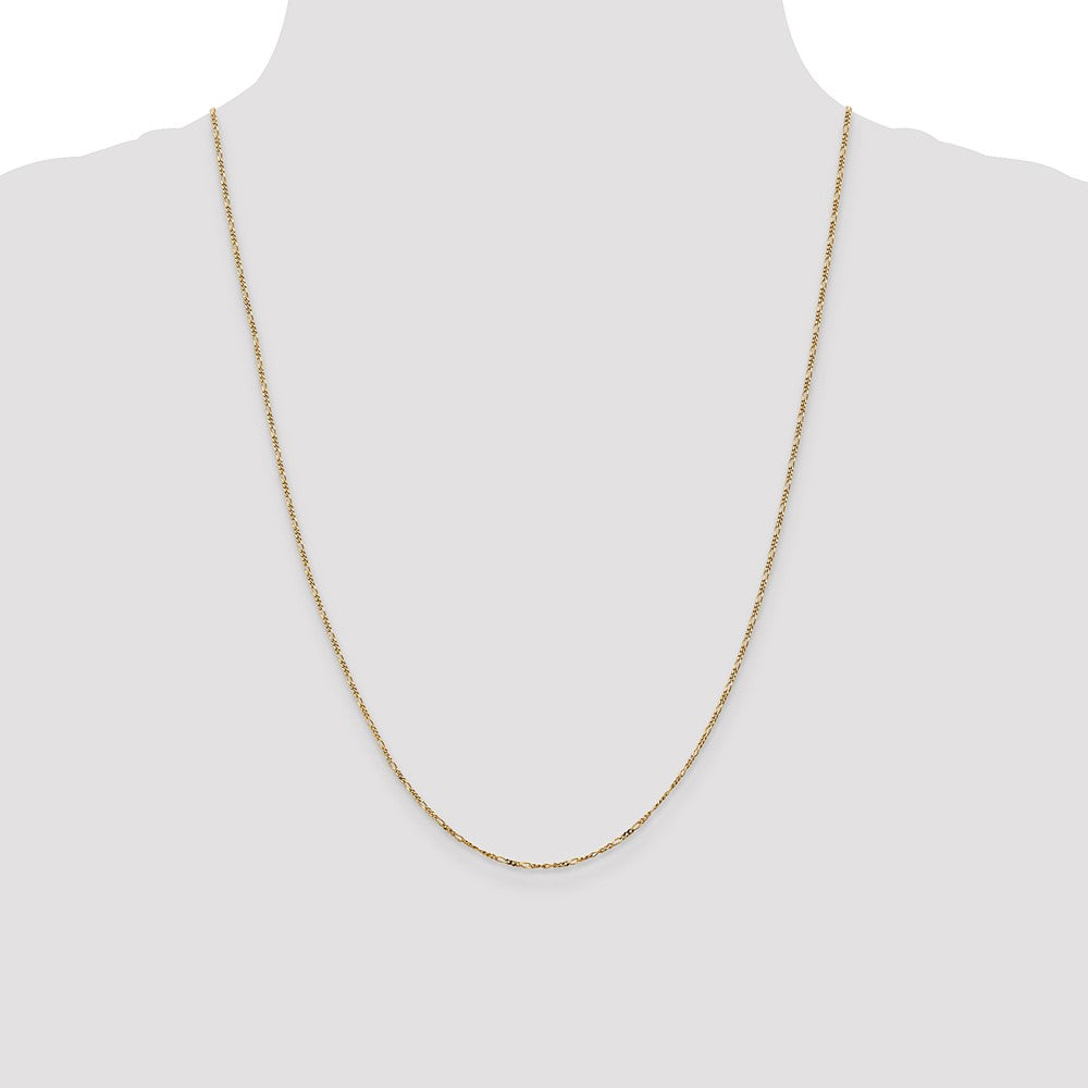 14K 24 inch 1.25mm Flat Figaro with Spring Pendant Ring Pendant Chain