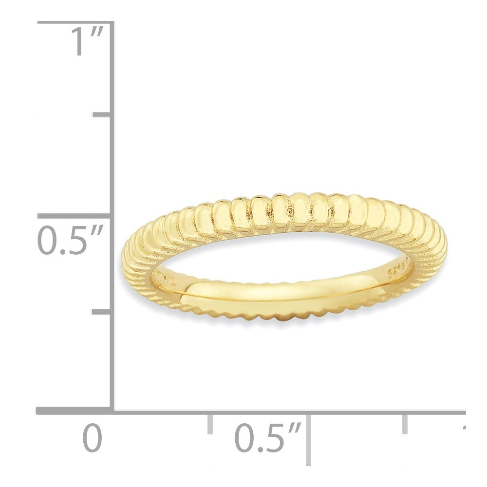 Sterling Silver Stackable Expressions Gold-plated Domed Ring