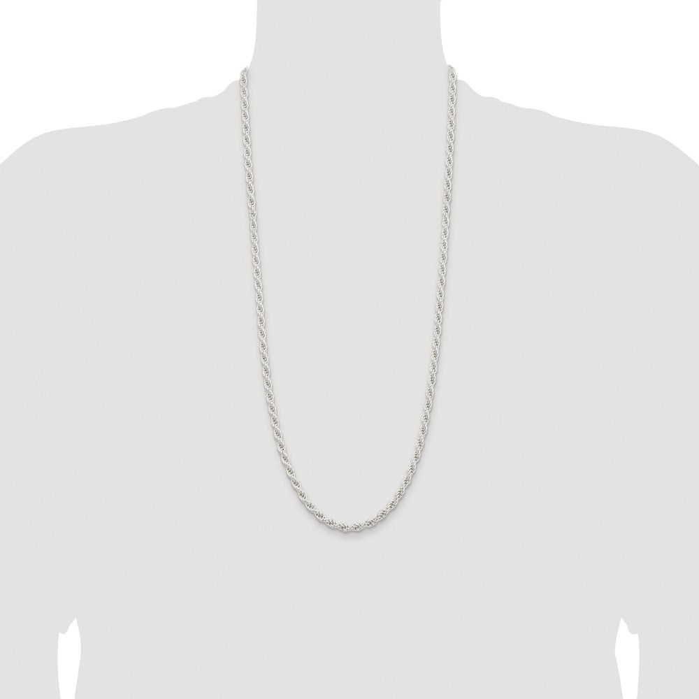 Sterling Silver Rhodium-plated 5mm Solid Rope Chain