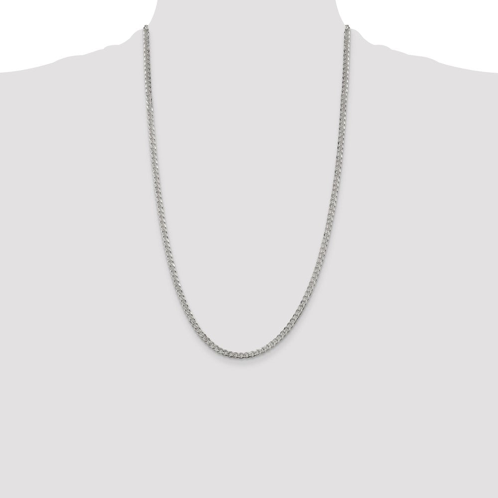 Sterling Silver 3.8mm Pav‚ Curb Chain 26 Inches