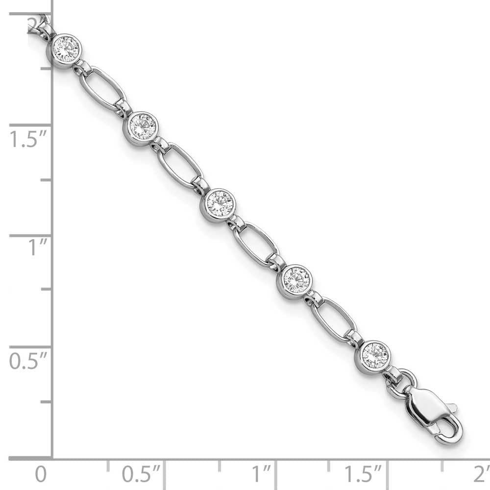 Sterling Silver Rhodium-plated Polished CZ Bracelet 7 inches