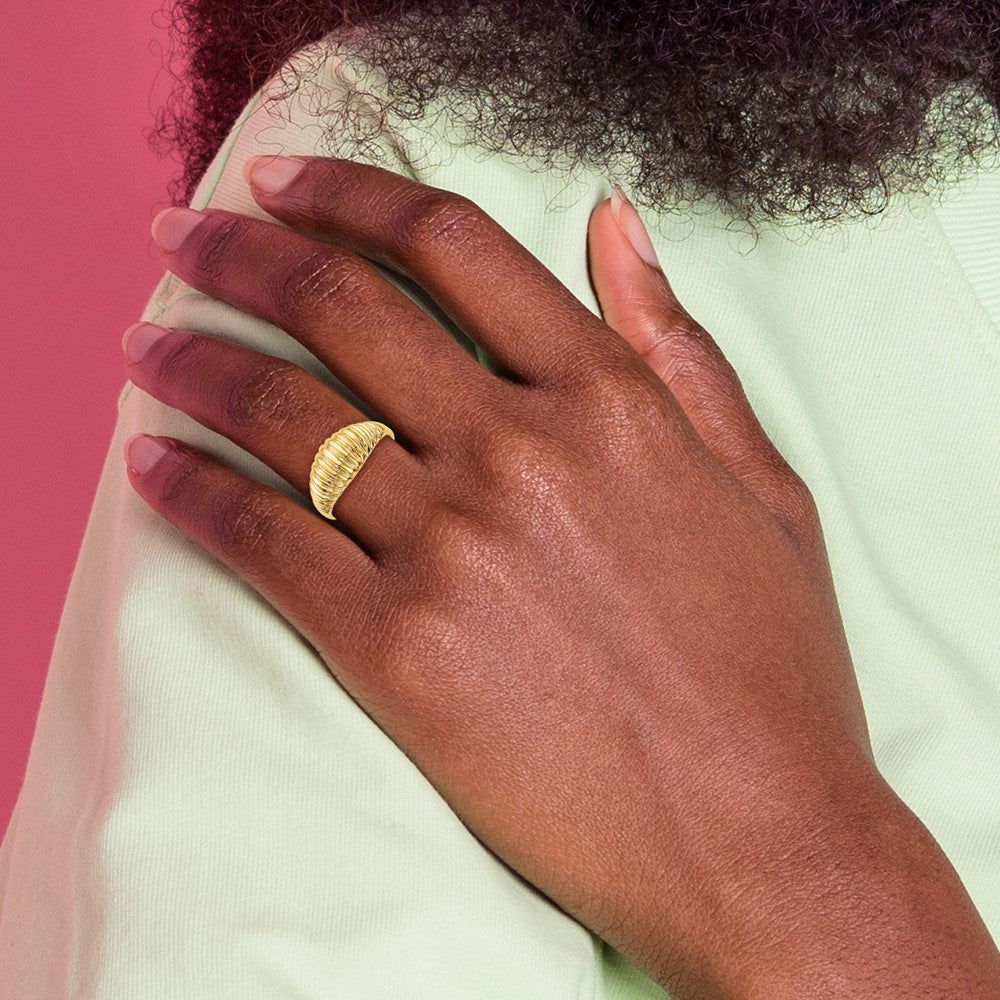 10k High Polished Ribbed Dome Ring