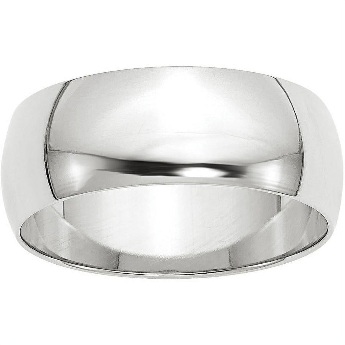 Primal Gold 10 Karat White Gold 8mm Hollow Half Round Band Size 14