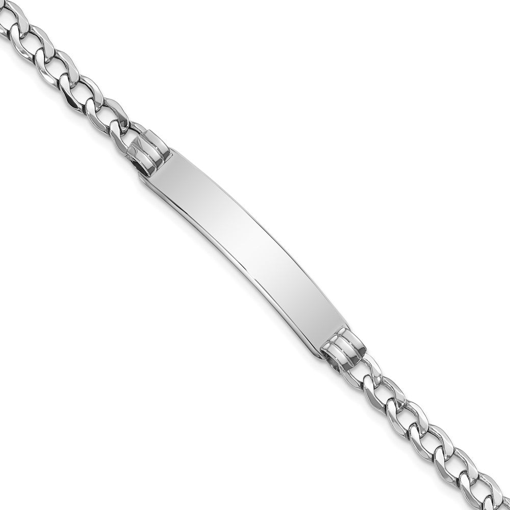14k WG Polished Semi-Solid Cuban ID Bracelet 8 inches