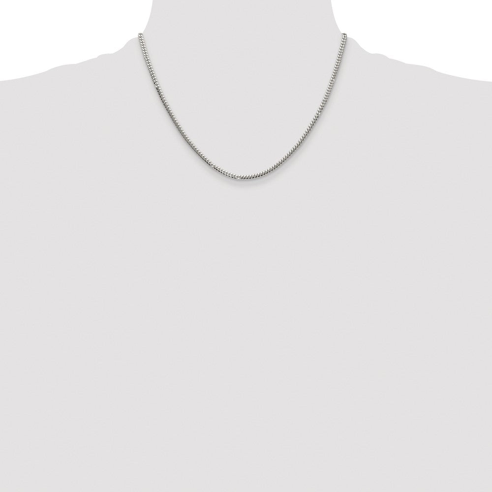 Sterling Silver Rhodium-plated Polished 2.9mm Domed Curb Chain