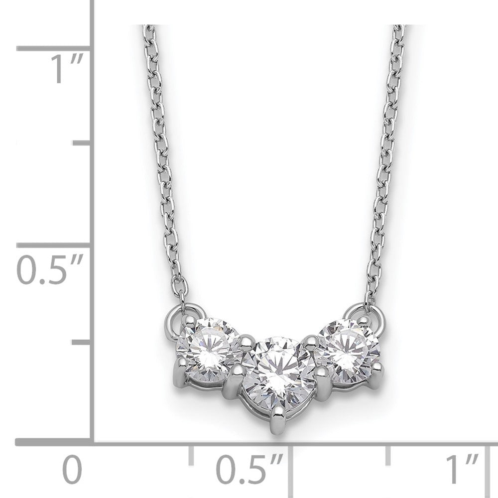 14k White Gold 1 carat Lab Grown Diamond VS/SI+ G+ 18 inch Three Stone Necklace