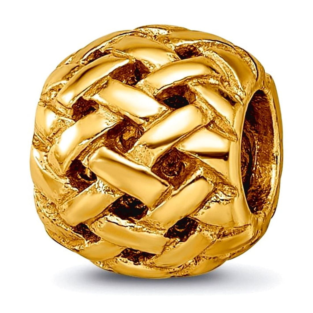 Reflection Beads QRS1618GP Sterling Silver Gold-Plated Basketweave Bali Bead - Polished