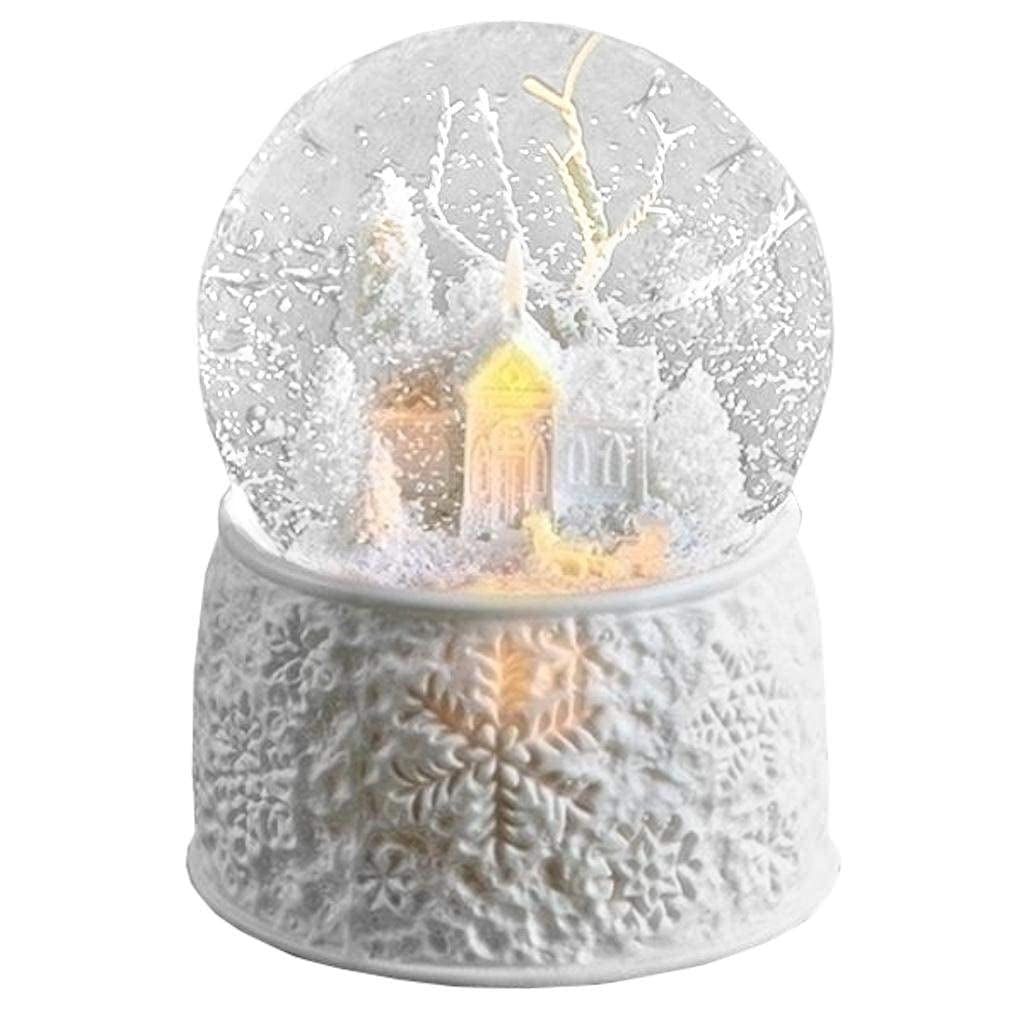 6" LED Porcelain Church With Sleigh Dome Battery Operated Without Batteries 100M Plays First Noel