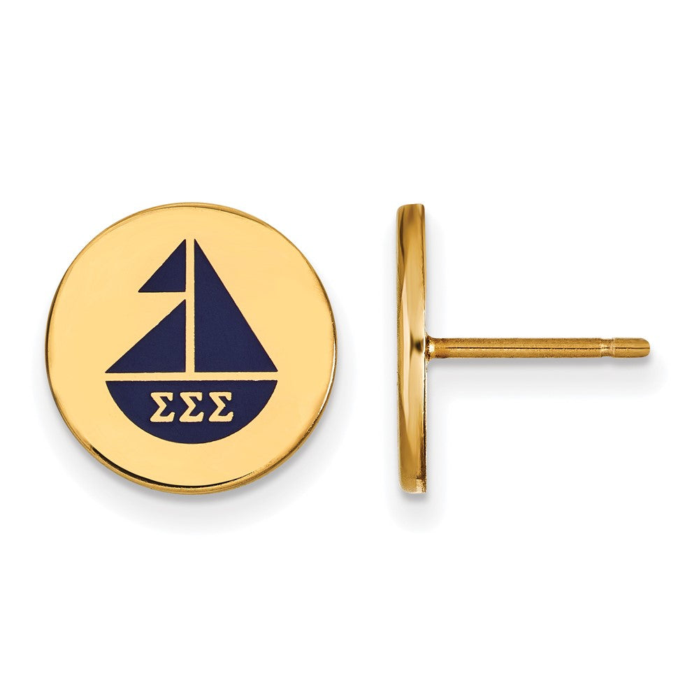 Sterling Silver Gold-plated LogoArt Sigma Sigma Sigma Sorority Symbol Color Enamel Post Earrings
