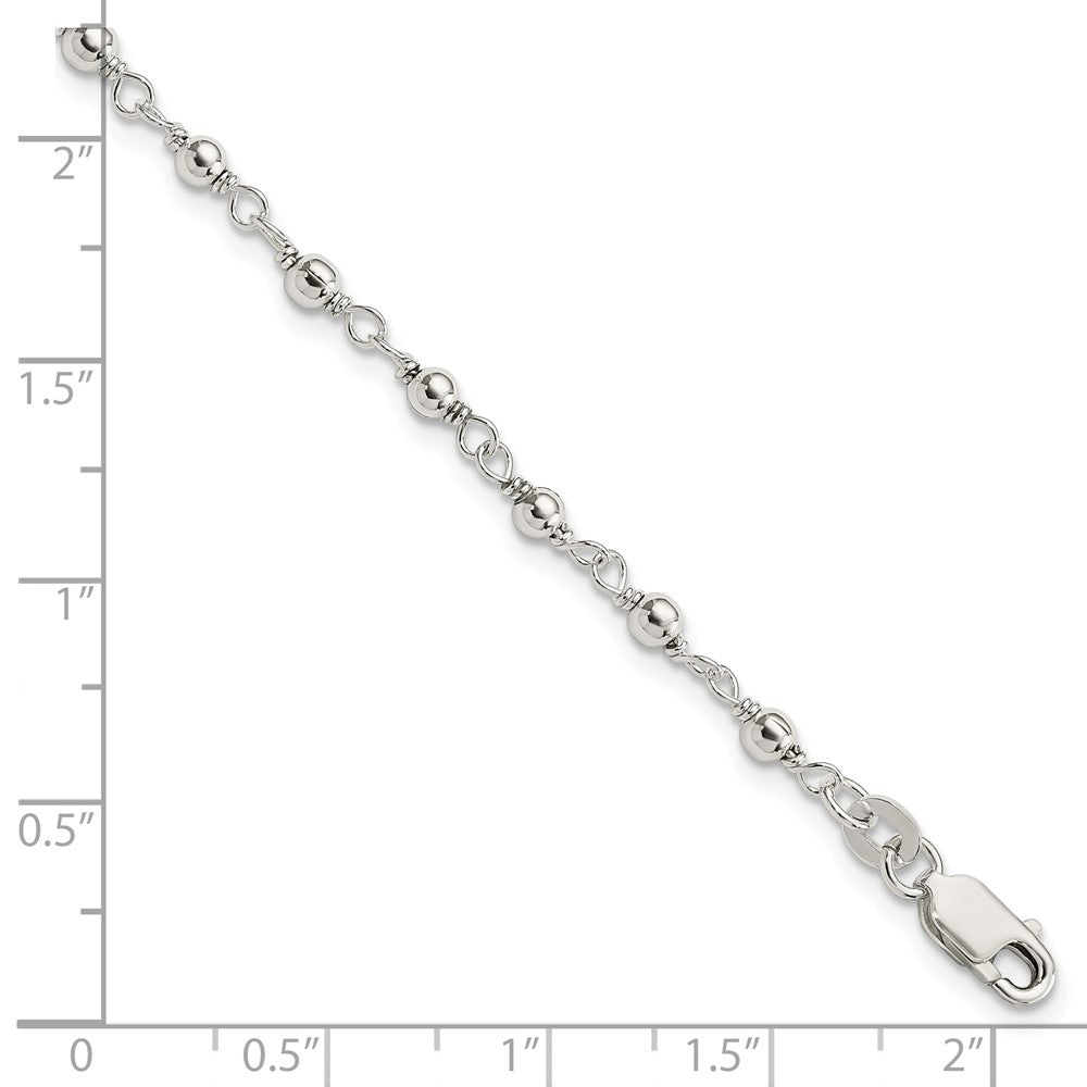 Sterling Silver Bead and Link Bracelet 7.25 inches