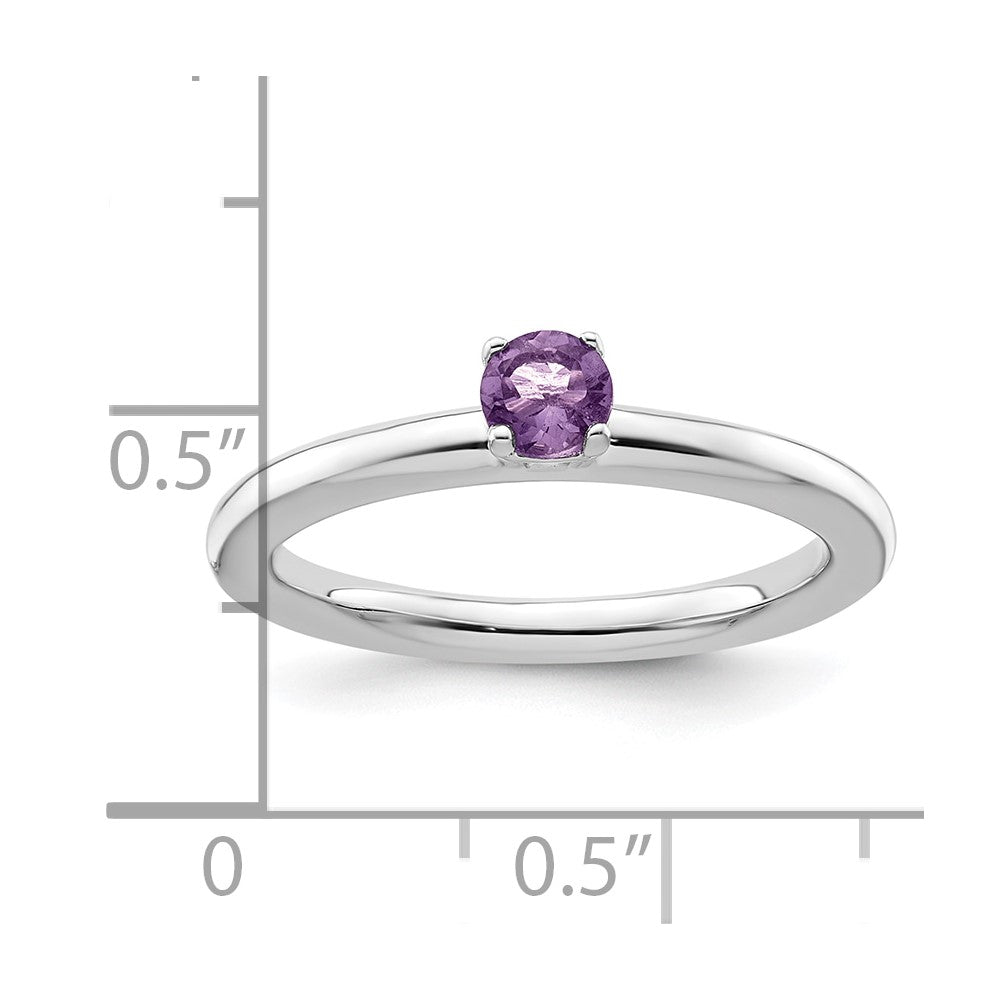 Sterling Silver Stackable Expressions Rhodium Amethyst Ring