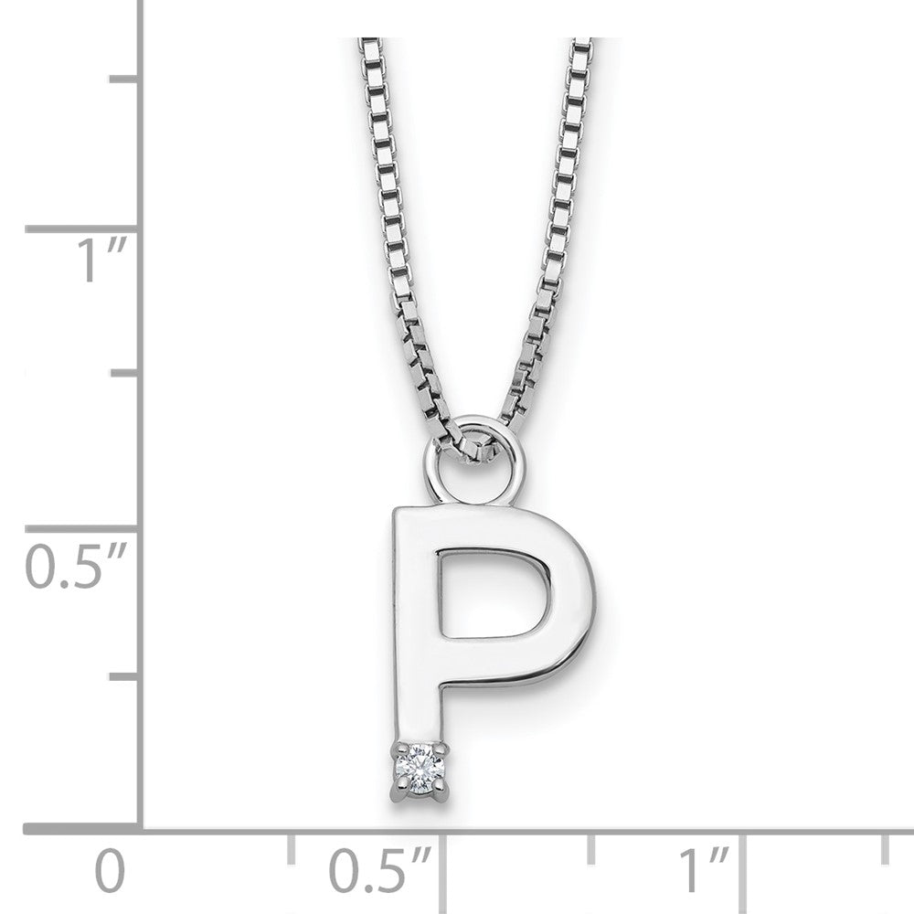 White Ice Sterling Silver Rhodium-plated 18 inch Diamond Letter P Initial Necklace plus 2 inch Extender 18 Inches