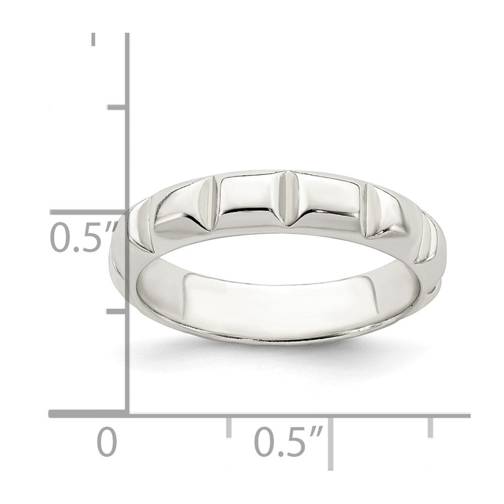 Sterling Silver Notched Design Band Ring