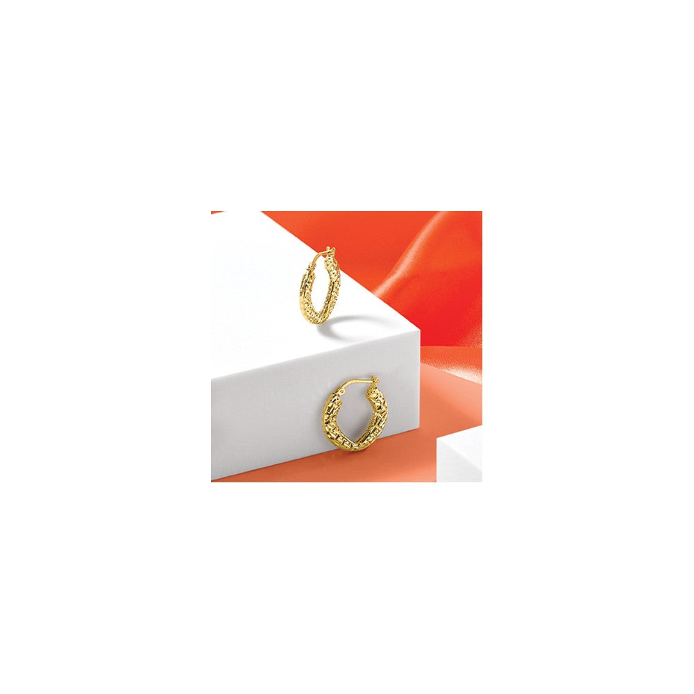 14k Polished and D/C Hoop Earrings