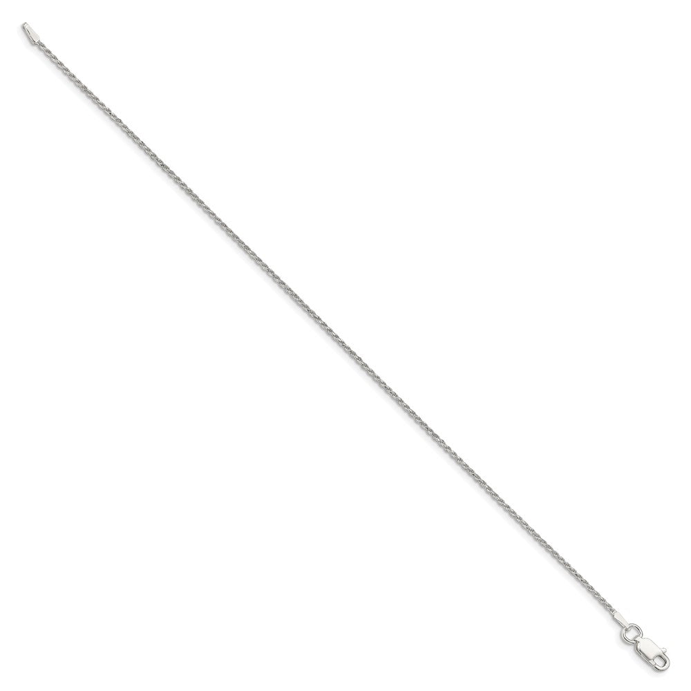 Sterling Silver 1.2mm Diamond-cut Rope Chain Anklet 9 inches