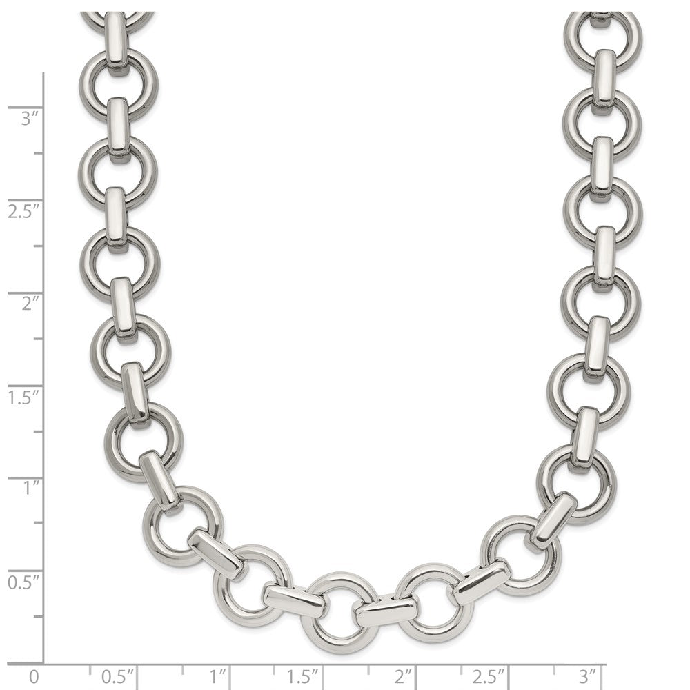Stainless Steel Polished Circle Link 20in Necklace