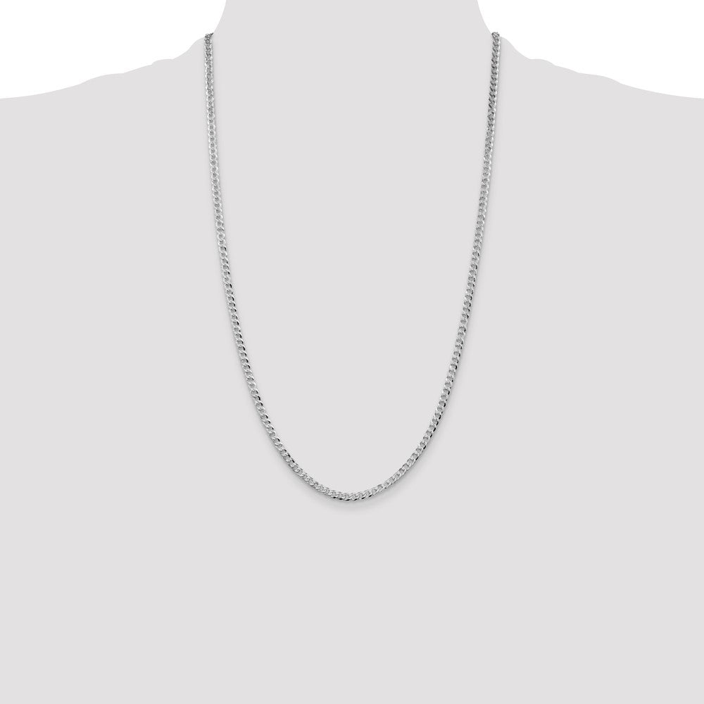 Sterling Silver Rhodium-plated 3.2mm Beveled Curb Chain 26 Inches