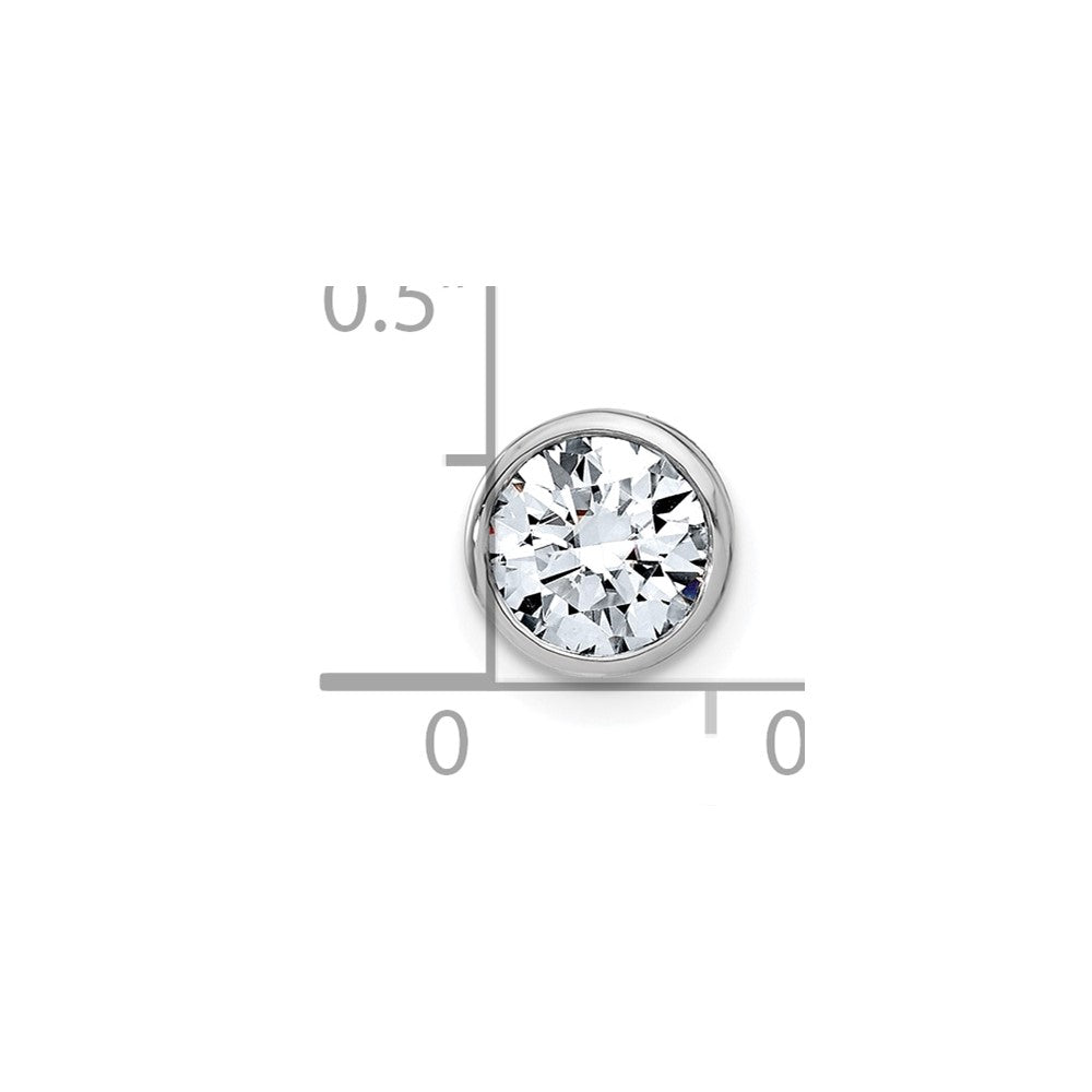 14k White Gold Round Bezel G H I True Light Moissanite Chain Slide