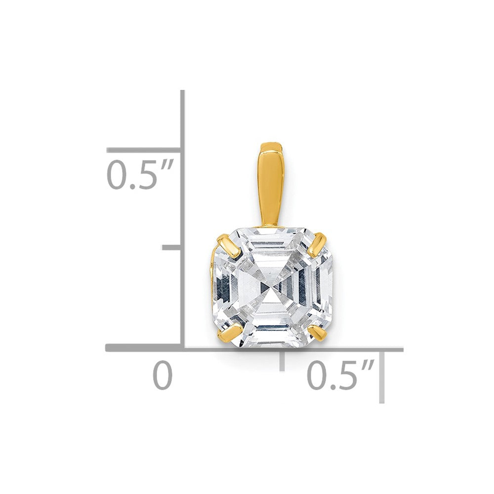 10k Polished 8.00mm Modified Square-cut CZ Pendant