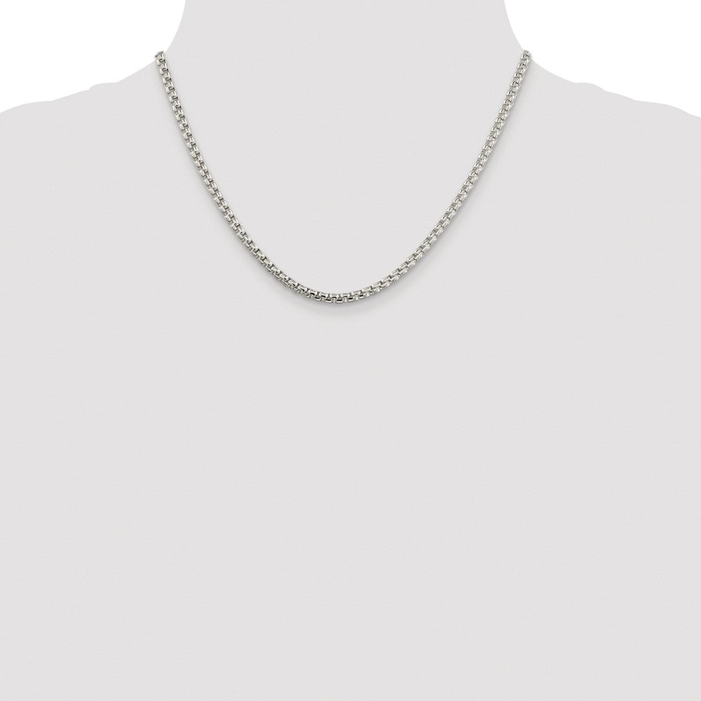 Sterling Silver Rhodium-plated 3.6mm Round Box Chain