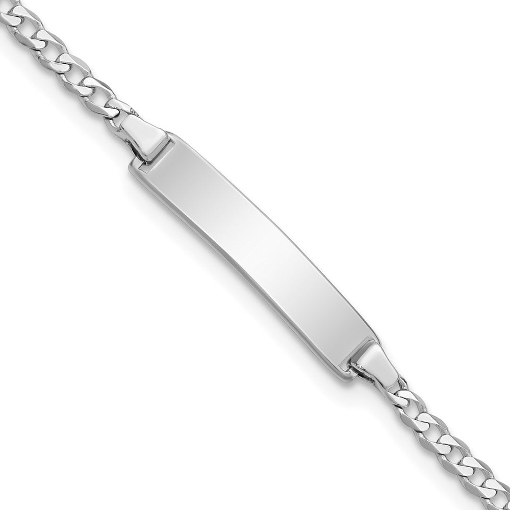 14k WG Flat Curb Link ID Bracelet 5.5 inches