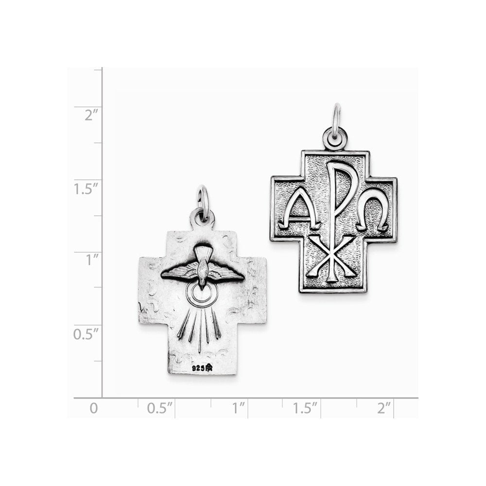 Sterling Silver Antiqued Alpha Omega Cross Pendant