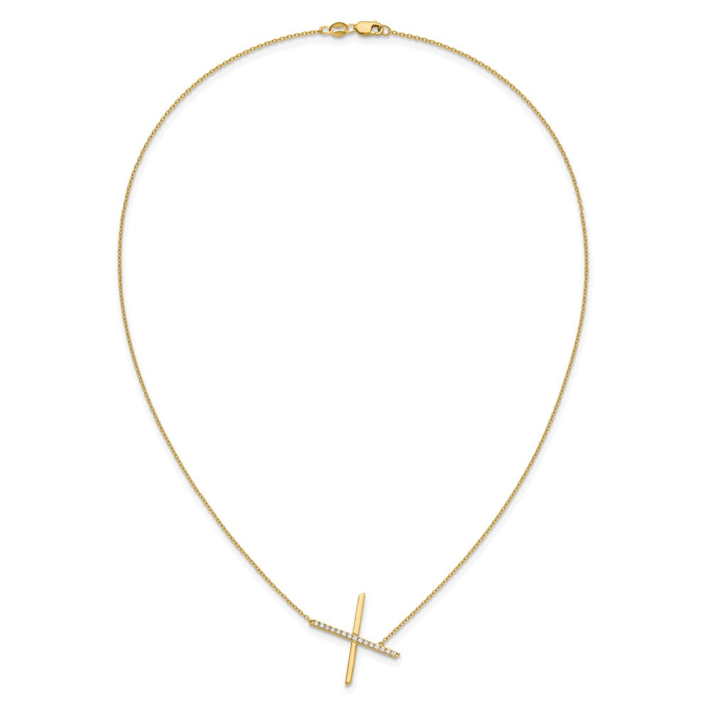 14K Sideways Diamond Initial X Necklace