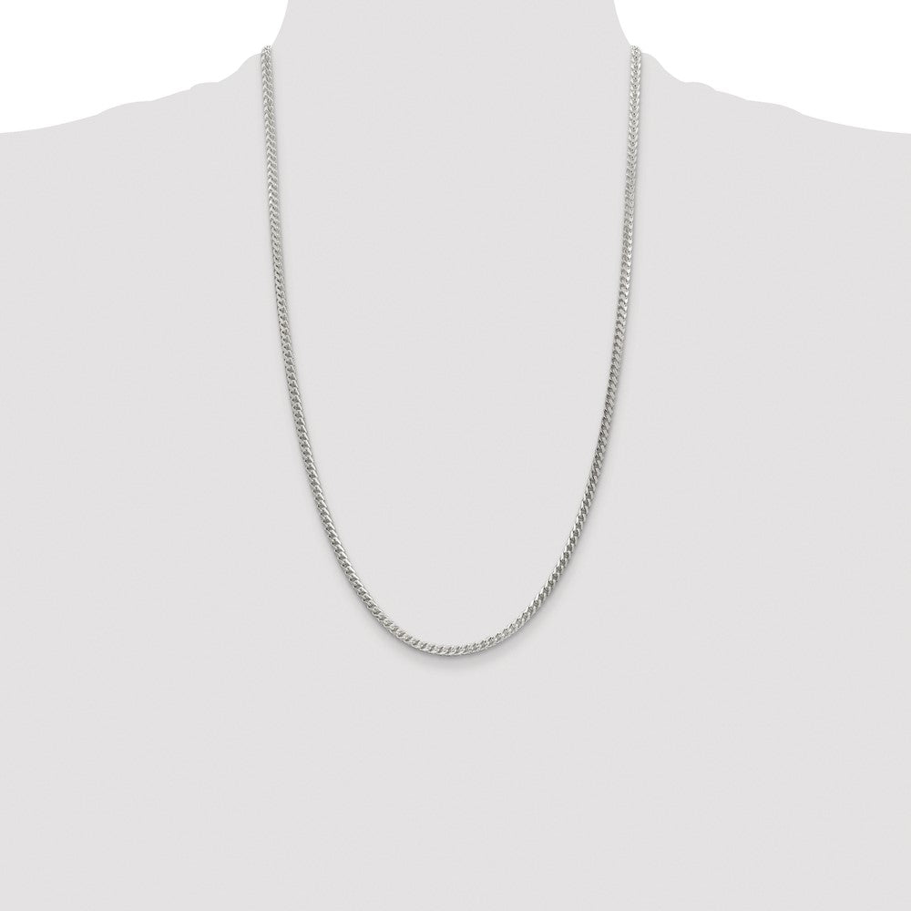Sterling Silver Rhodium-plated 3.1mm D/C Square Franco Chain