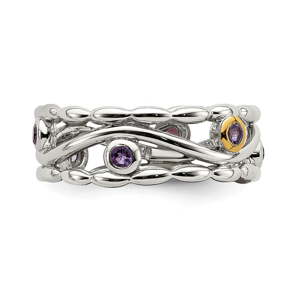 Sterling Silver w/ 14K Accent Amethyst Ring