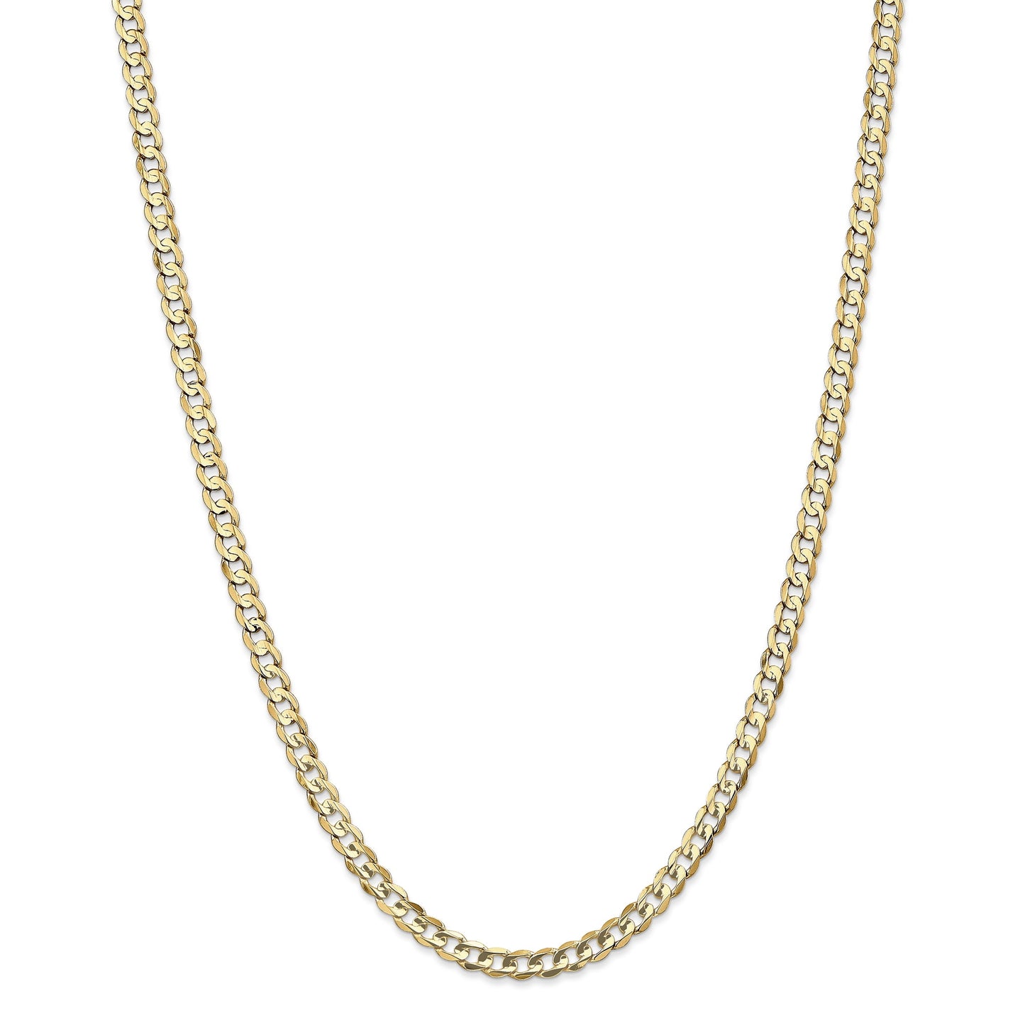 14K 20 inch 4.5mm Open Concave Curb with Lobster Clasp Chain