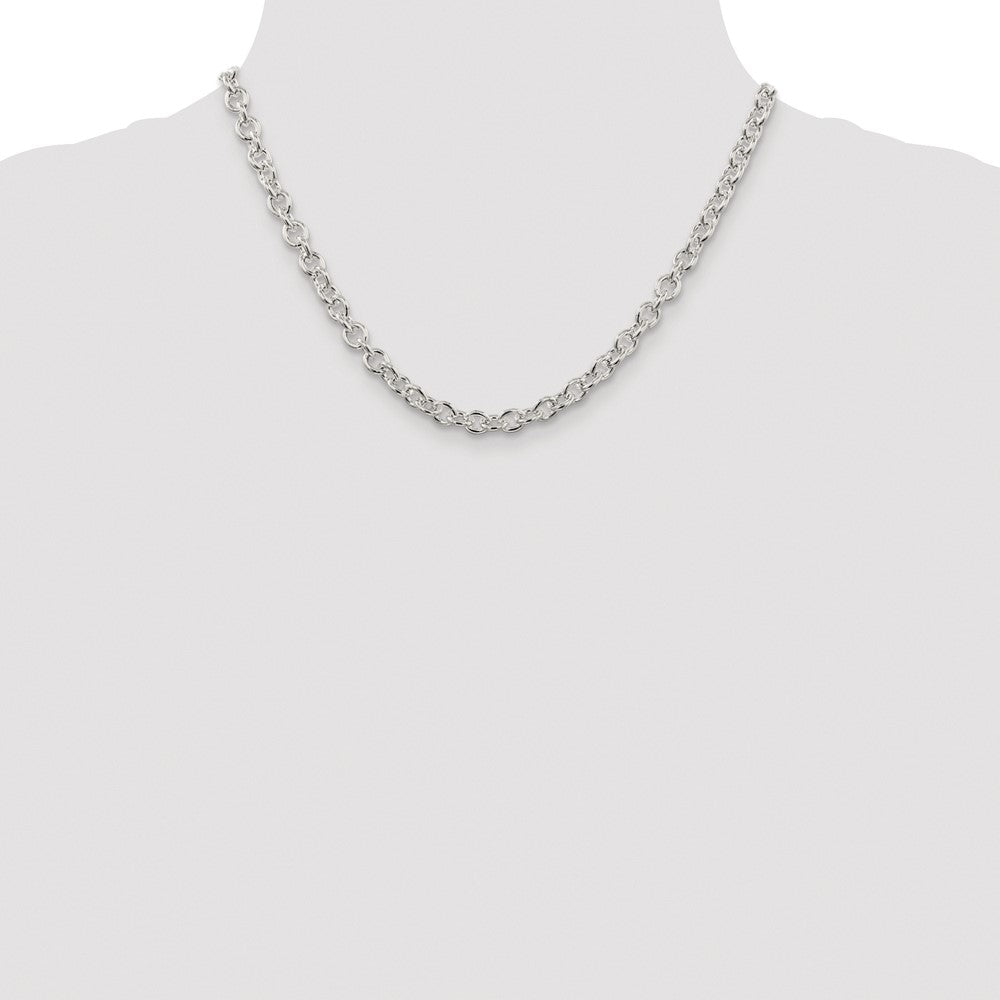 Sterling Silver Rhodium-plated 6.1mm Cable Chain