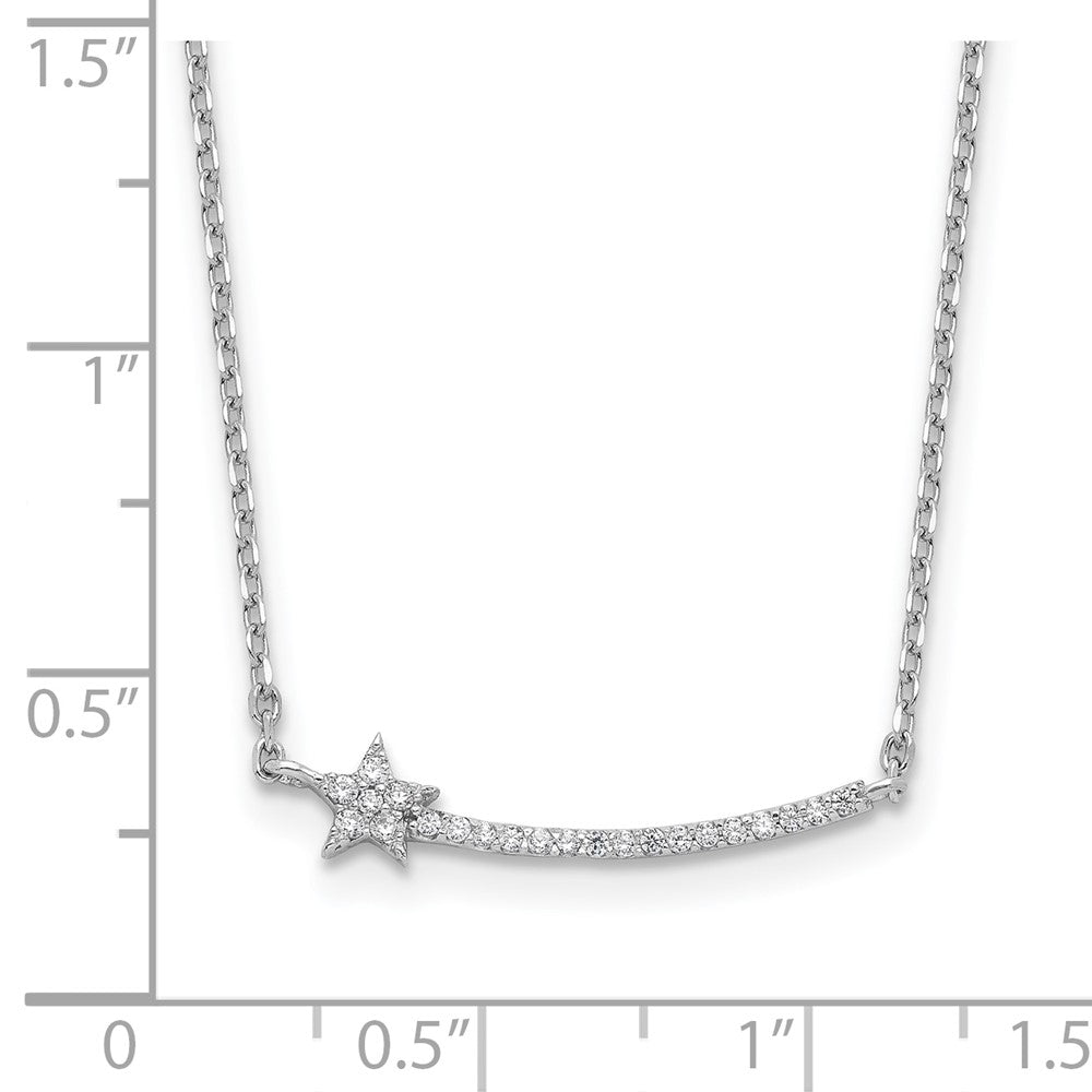 Sterling Shimmer Sterling Silver Rhodium-plated CZ 22 Stone 16 inch with 2 inch extension Star Necklace 16 Inches