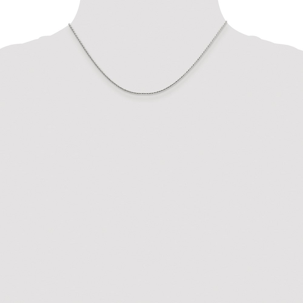 Sterling Silver Rhodium-plated 1.25mm Diamond-cut Round Spiga Chain