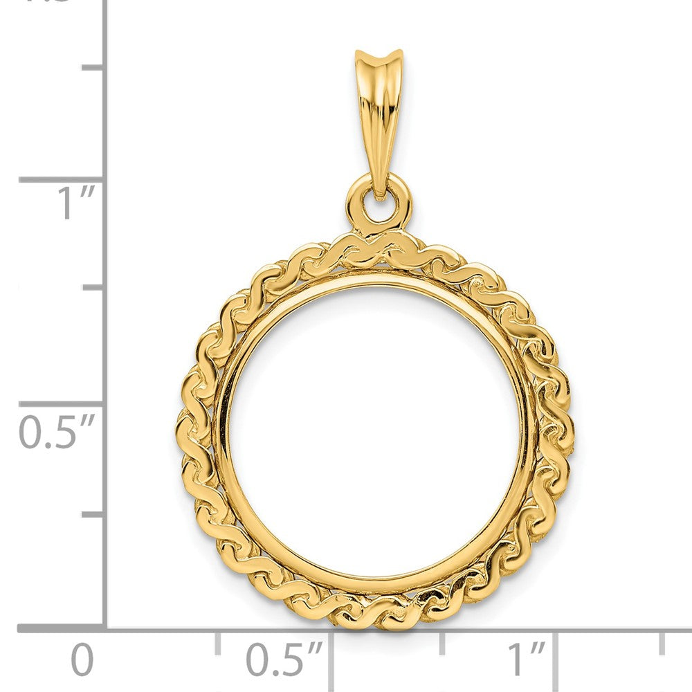 Wideband Distinguished Coin Jewelry 14k Polished S Chain 17.8mm Prong Coin Bezel Pendant