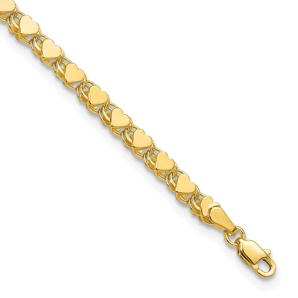 14k Polished Double-Sided Heart 7in Bracelet 7 inches