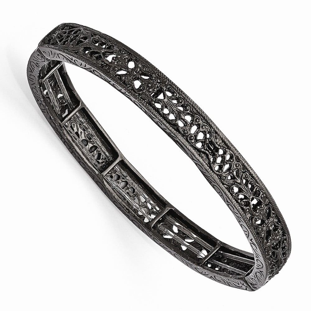 Black-plated Downton Abbey Filigree Stretch Bracelet