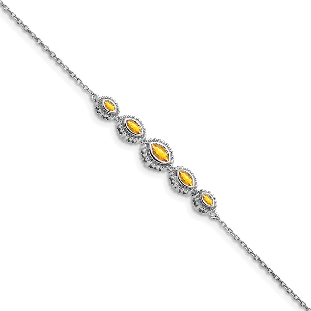 14k White Gold Marquise Citrine Bracelet 7 inches