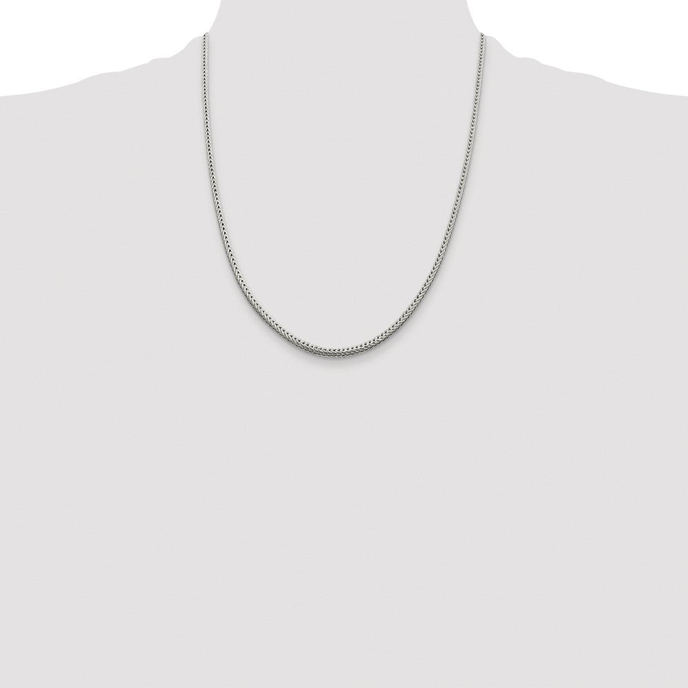 Sterling Silver Rhodium-plated 2.5mm Diamond-cut Round Franco Chain