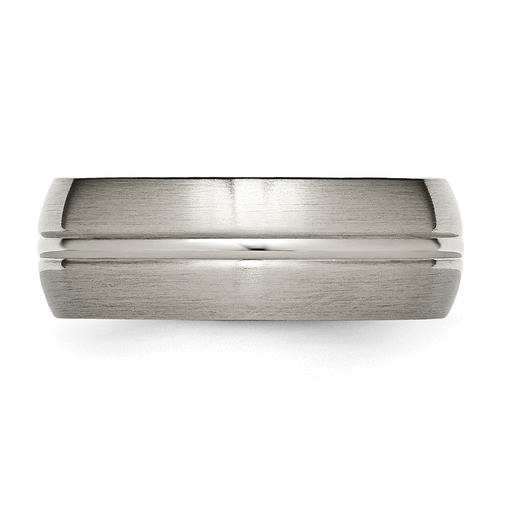 Titanium Brushed Center 8mm Grooved Band Size - 11.5