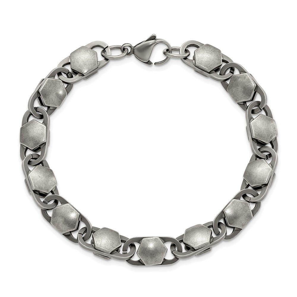 Stainless Steel Antiqued and Brushed 8.50mm 8.25in Bracelet 8.25 inches