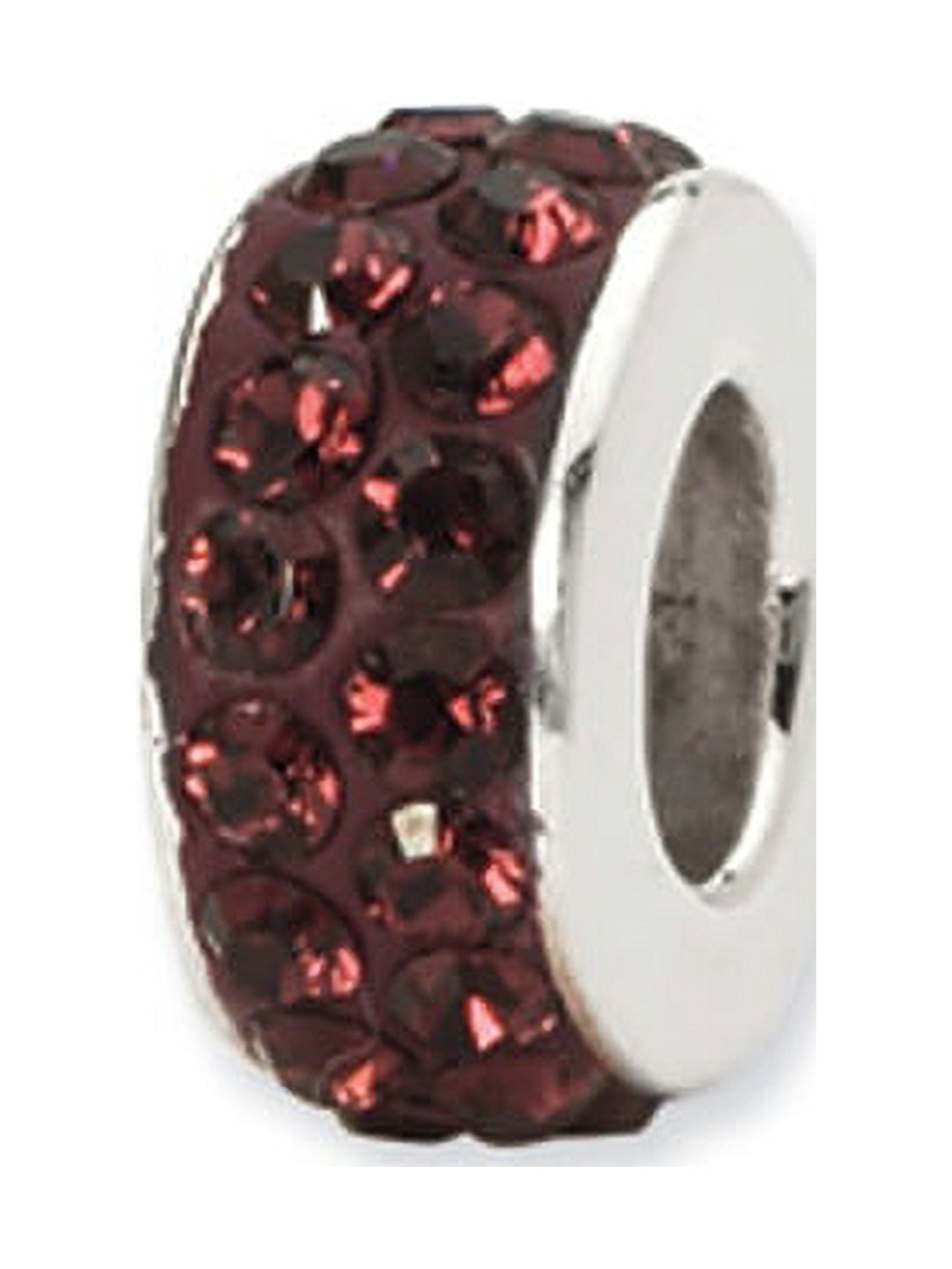 Sterling Silver Reflections June Double Row Red Preciosa Crystal Bead