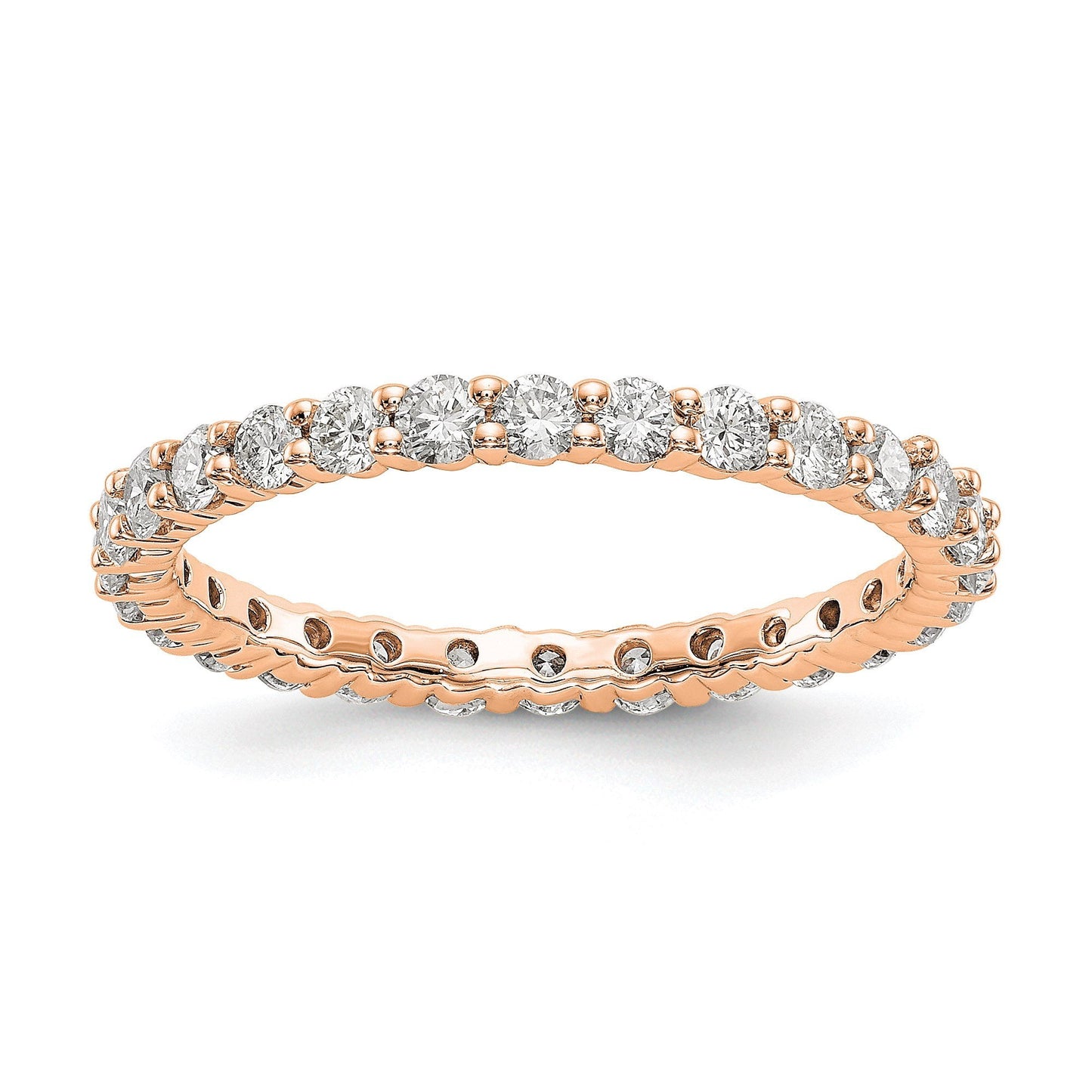 14k Rose Gold Polished Size 6 Shared Prong 1 carat Diamond Complete Eternity Band