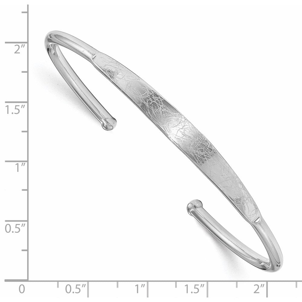 Sterling Silver Polished & Scratch Finish Cuff Bangle