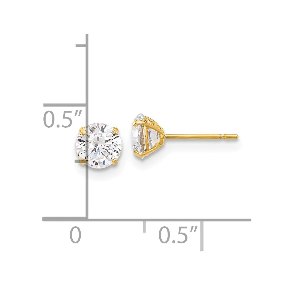 10K Polished 5mm CZ Stud Post Earrings