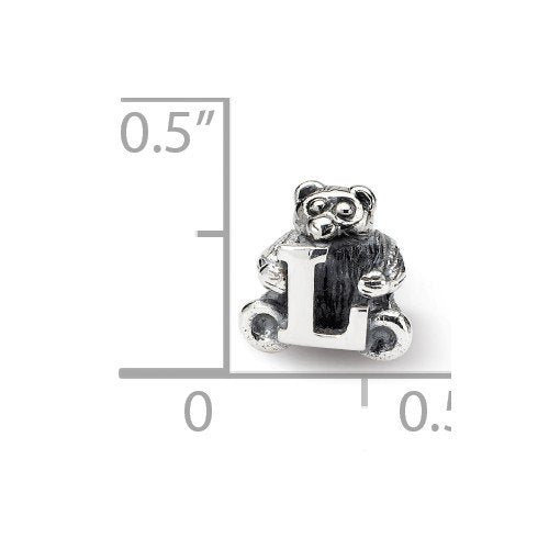 925 Sterling Silver Artisan Oxidized Reflections Letter Name Personalized Monogram Initial L Bead Charm 7.27x7.27mm Wide
