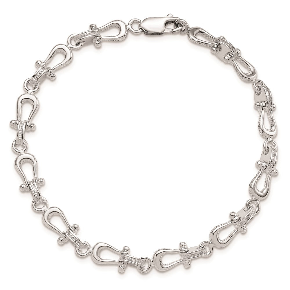 De-Ani Sterling Silver Rhodium-plated Polished and Textured Mariners Link Bracelet 8 inches